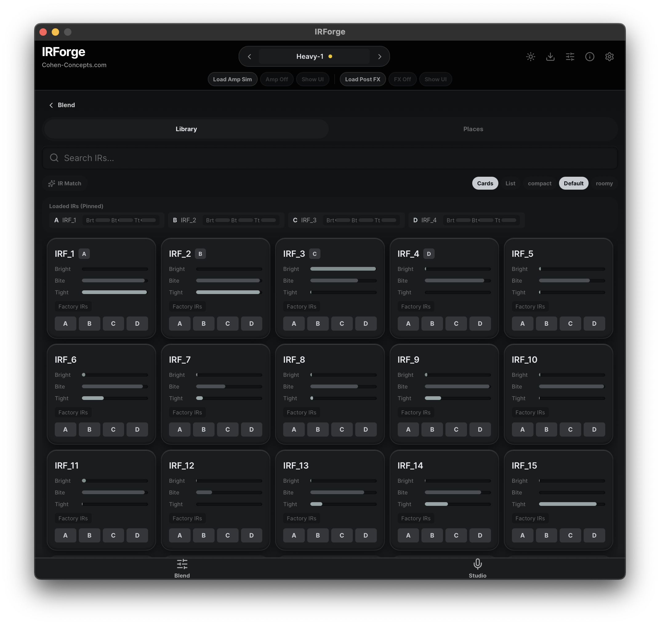 Full-screen IR library