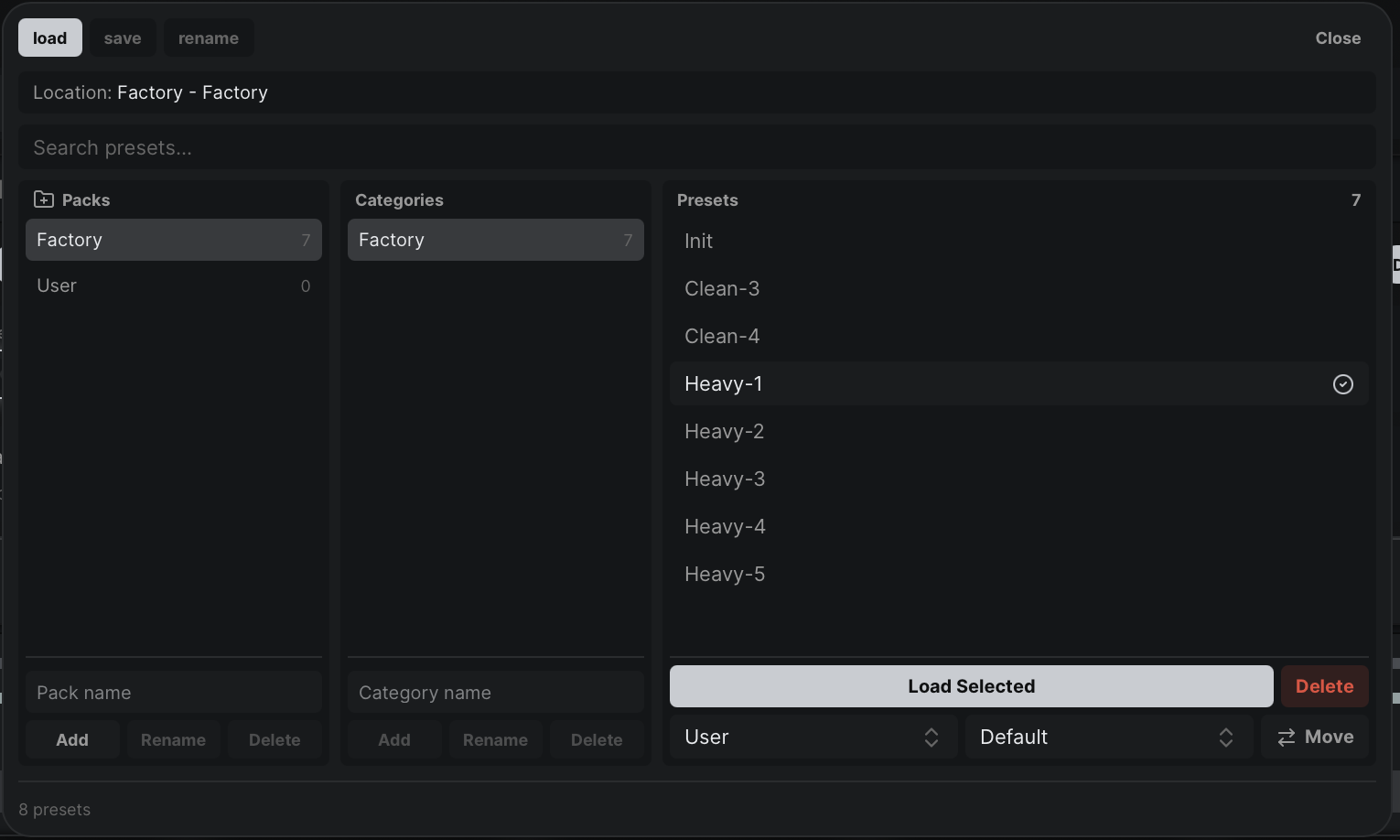 Preset browser