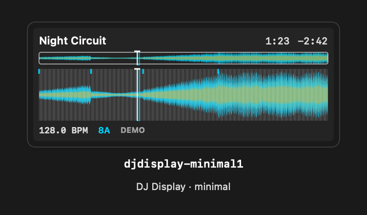 Djdisplay Minimal1 rendered Tandem component