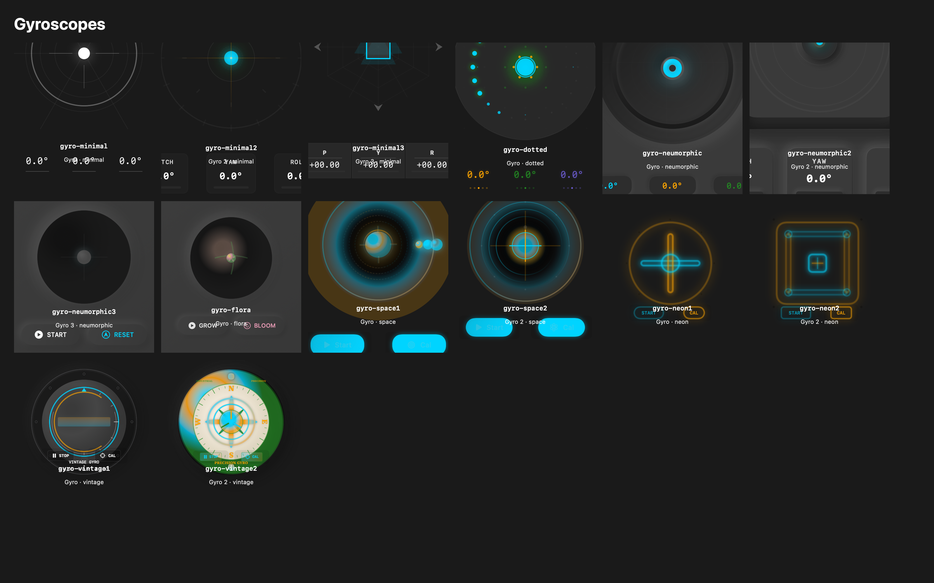 Gyroscopes contact sheet