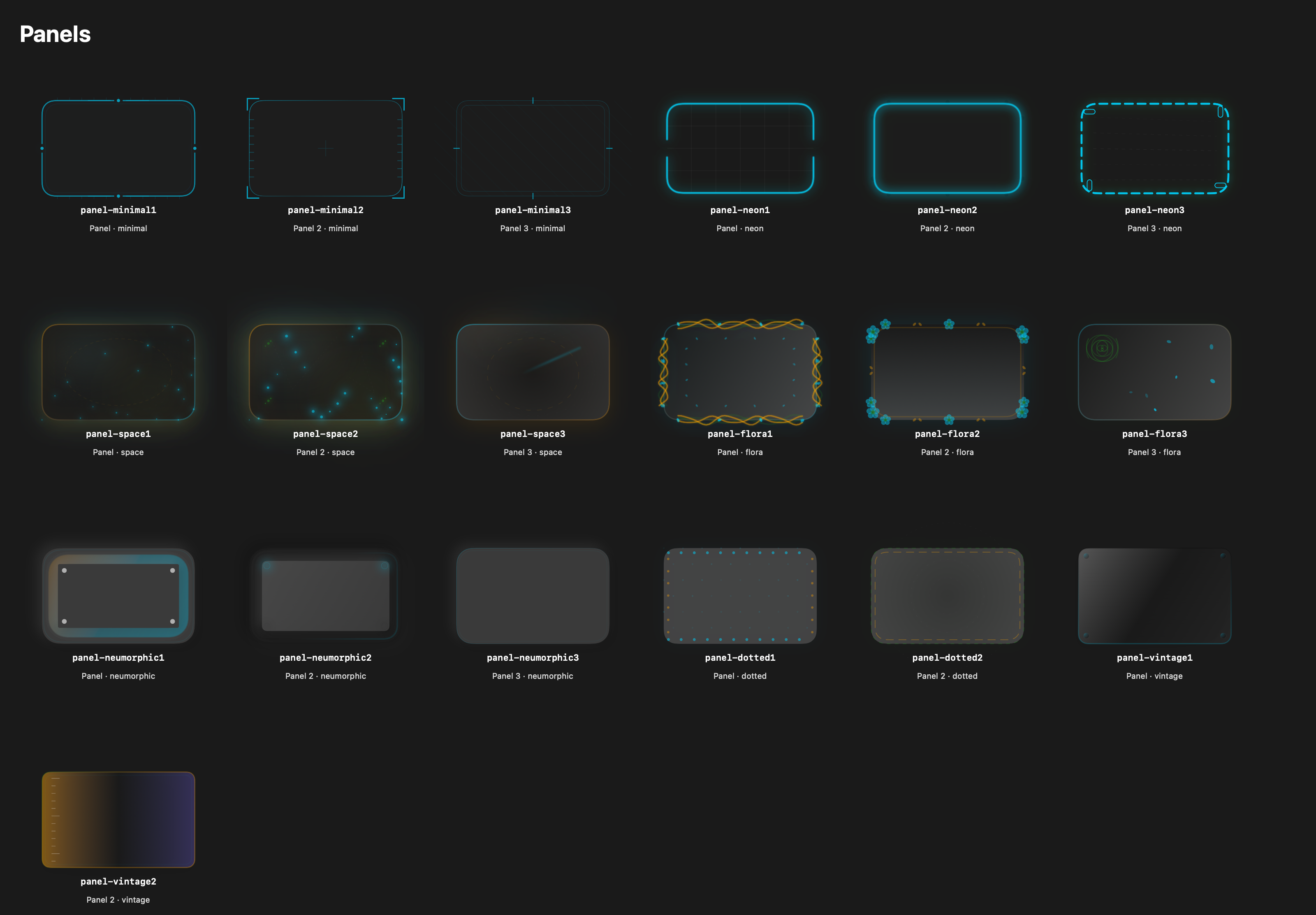 Panels contact sheet